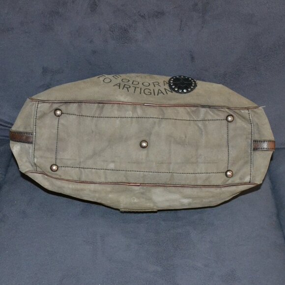 CAMPOMAGGI Canvas Leather Shoulder Bag Made In Italy - Picture 12 of 16